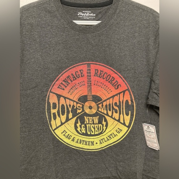 Flag & Anthem Mens T-Shirt Medium Dark Grey Graphic Tee Short Sleeve Guitar NWT - Picture 5 of 10